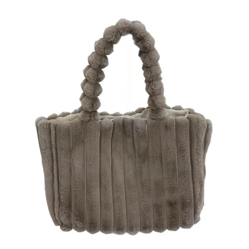Autumn-Winter Fashion Bags for College Girls - New Arrival, Large Capacity, Commuter Tote Bags with a Sense of Luxury, Furry Shoulder Bags C-241202-2