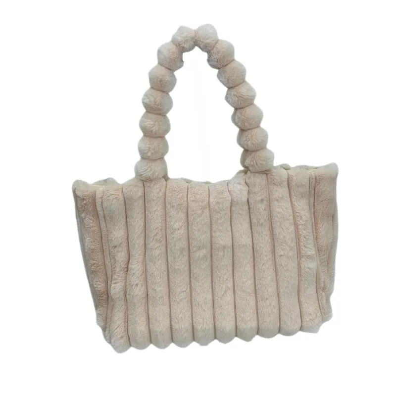 Autumn-Winter Fashion Bags for College Girls - New Arrival, Large Capacity, Commuter Tote Bags with a Sense of Luxury, Furry Shoulder Bags C-241202-2
