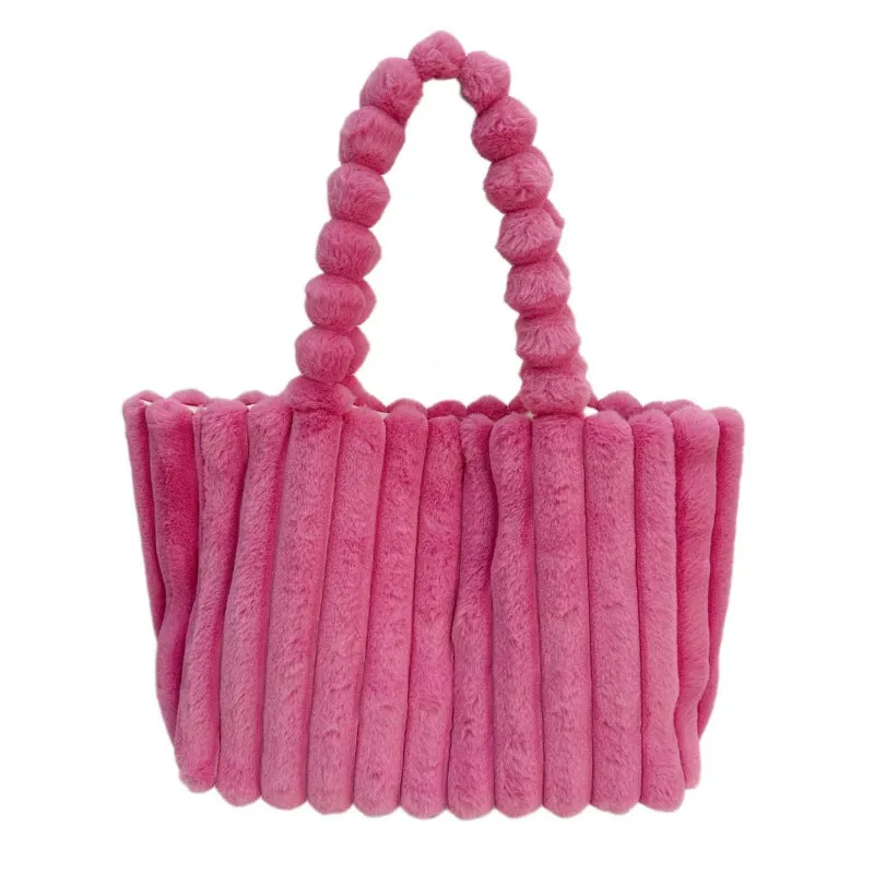 Autumn-Winter Fashion Bags for College Girls - New Arrival, Large Capacity, Commuter Tote Bags with a Sense of Luxury, Furry Shoulder Bags C-241202-2