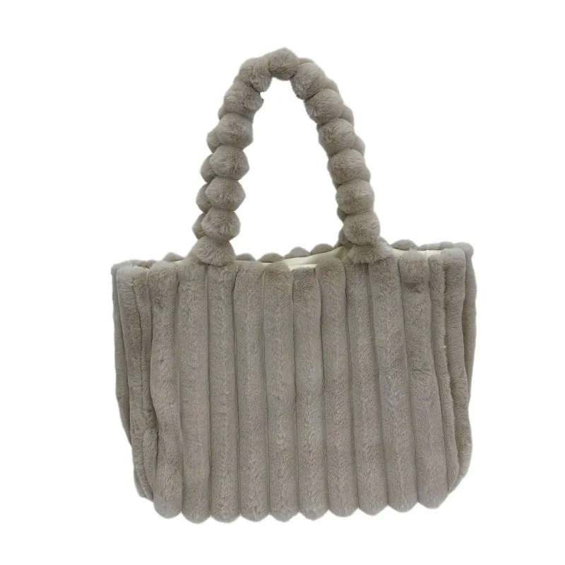 Autumn-Winter Fashion Bags for College Girls - New Arrival, Large Capacity, Commuter Tote Bags with a Sense of Luxury, Furry Shoulder Bags C-241202-2