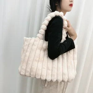 Autumn-Winter Fashion Bags for College Girls - New Arrival, Large Capacity, Commuter Tote Bags with a Sense of Luxury, Furry Shoulder Bags C-241202-2
