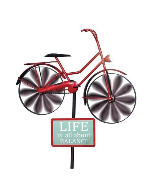 Awesome 14 Inch Bicycle Wind Spinner with hand crafted & painted details & Solar Light!!