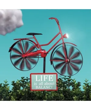 Awesome 14 Inch Bicycle Wind Spinner with hand crafted & painted details & Solar Light!!