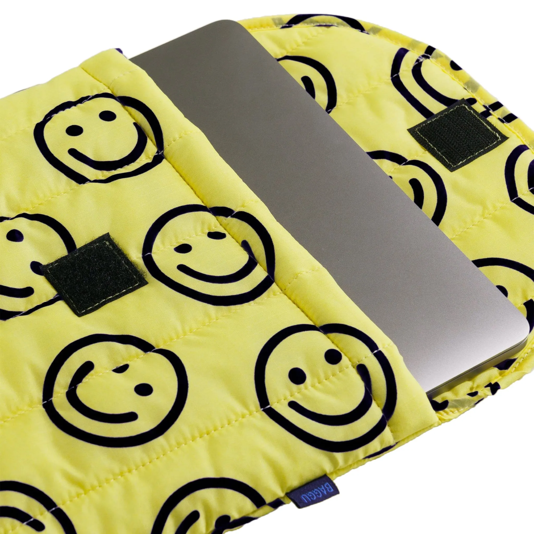 Baggu Puffy 16 inch Laptop Sleeve, Yellow Happy