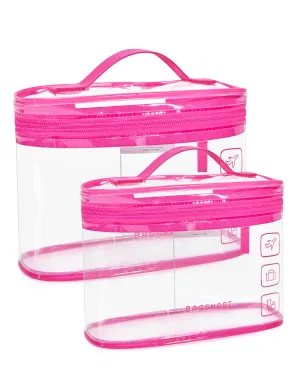 BAGSMART TSA Approved Toiletry Bag, 2 Pack Clear Makeup Cosmetic Bag Organizer, Quart Size Travel Bag for Toiletries, Carry-on Travel Accessories Essentials, Rose Red-2pcs