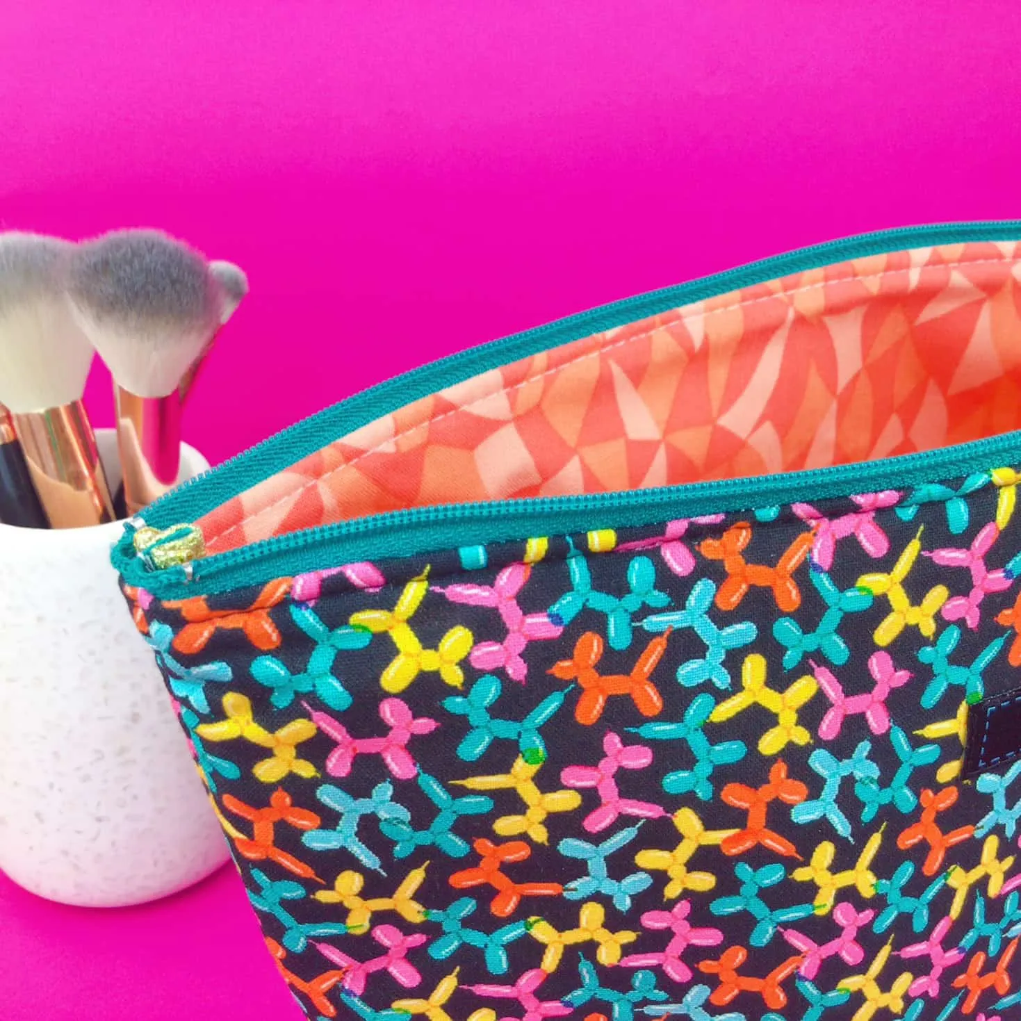 Balloon Animals Large Makeup Bag.