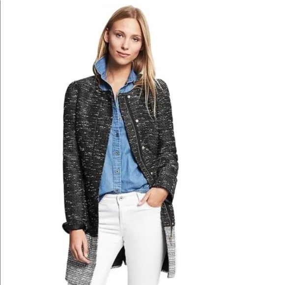 Banana Republic two tone tweed coat jacket