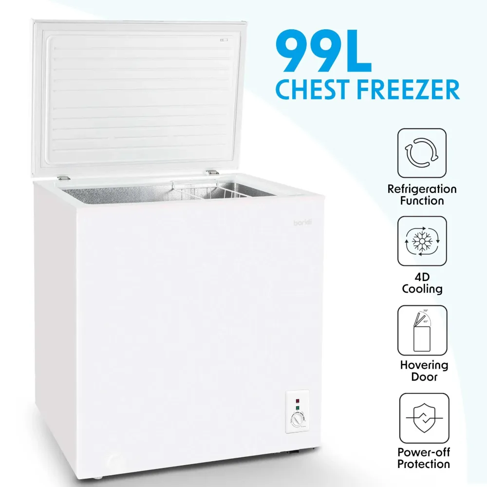 Baridi Freestanding Chest Freezer 99L with Thermostat - White - B