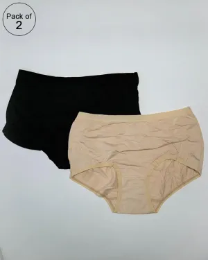 BASIC HIGH WAIST COTTON PANTY PACK OF 3 - FL-511 - BLACK SKIN & WHITE