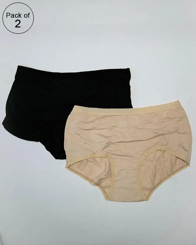 BASIC HIGH WAIST COTTON PANTY PACK OF 3 - FL-511 - BLACK SKIN & WHITE