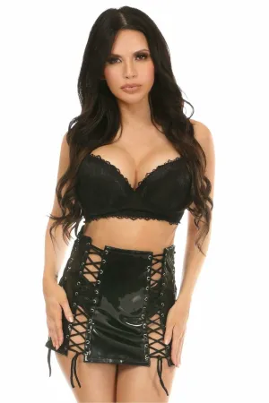 Black Patent Lace-Up Skirt W/Black Lacing