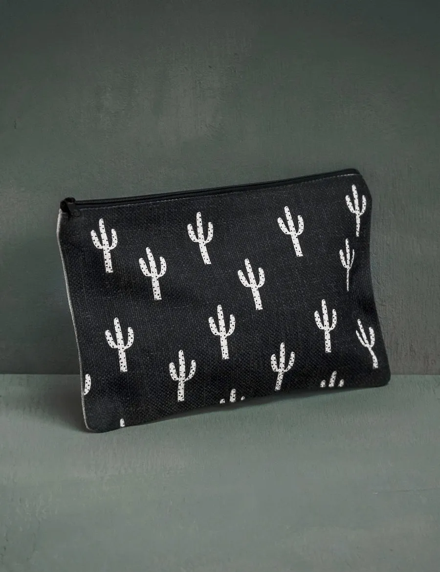 Black Saguaro Pouch, Stocking Stuffer, College Student Gift, Mother's Day Gift, Christmas Gift