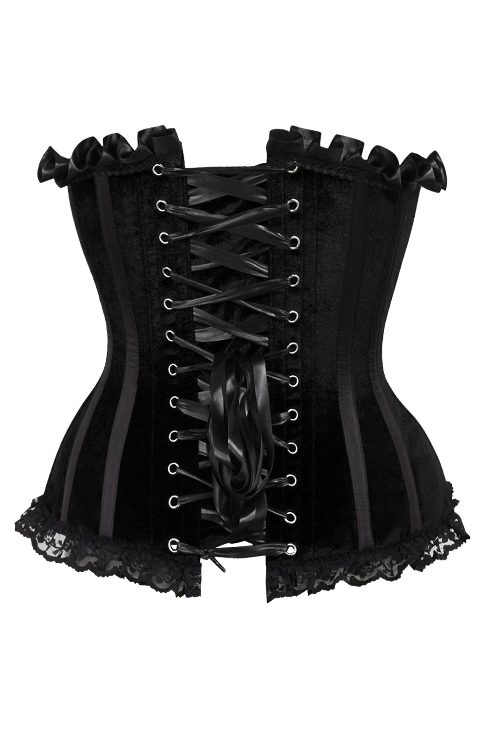 Black Velvet Steel Boned Burlesque Corset