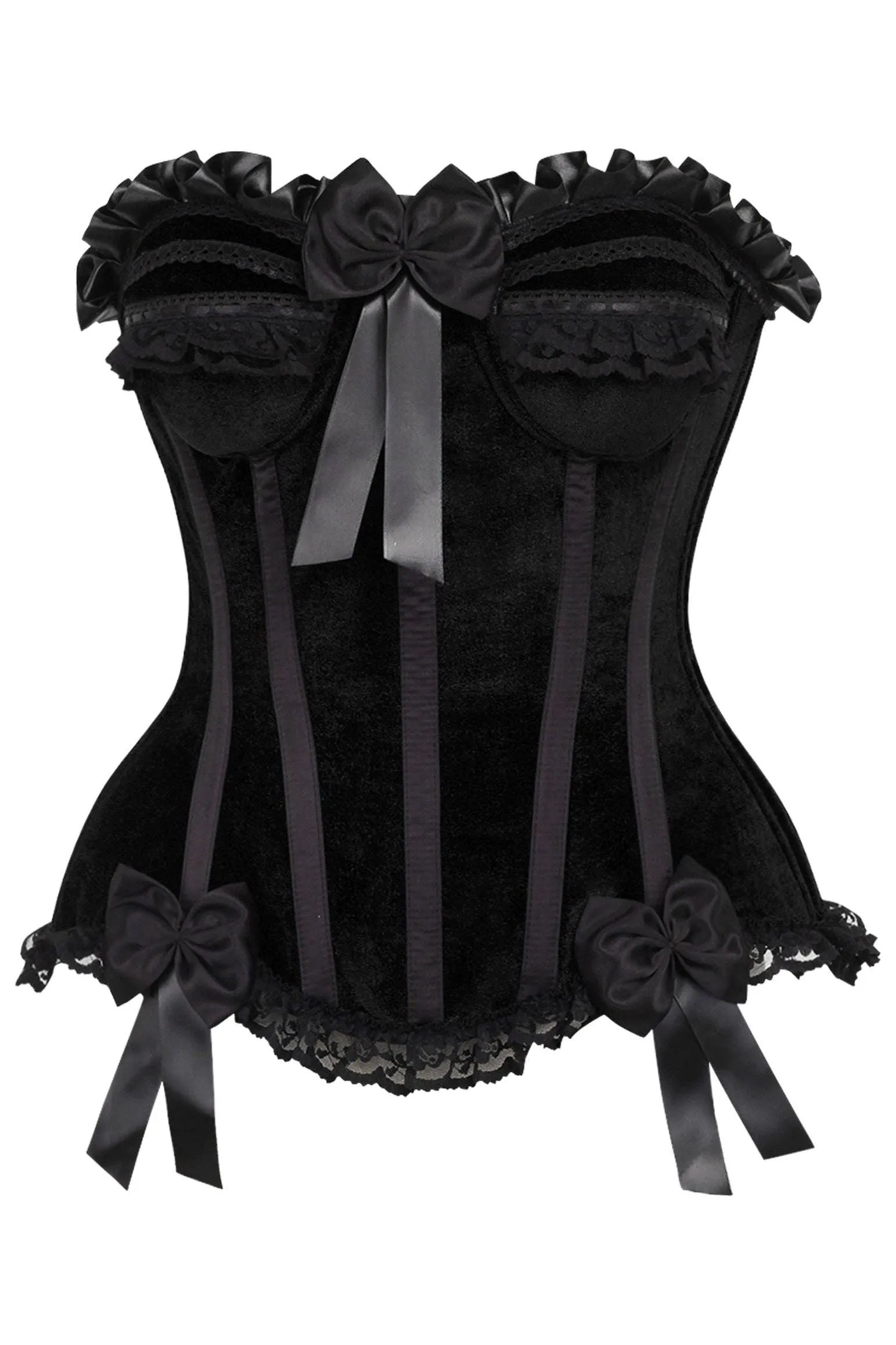 Black Velvet Steel Boned Burlesque Corset