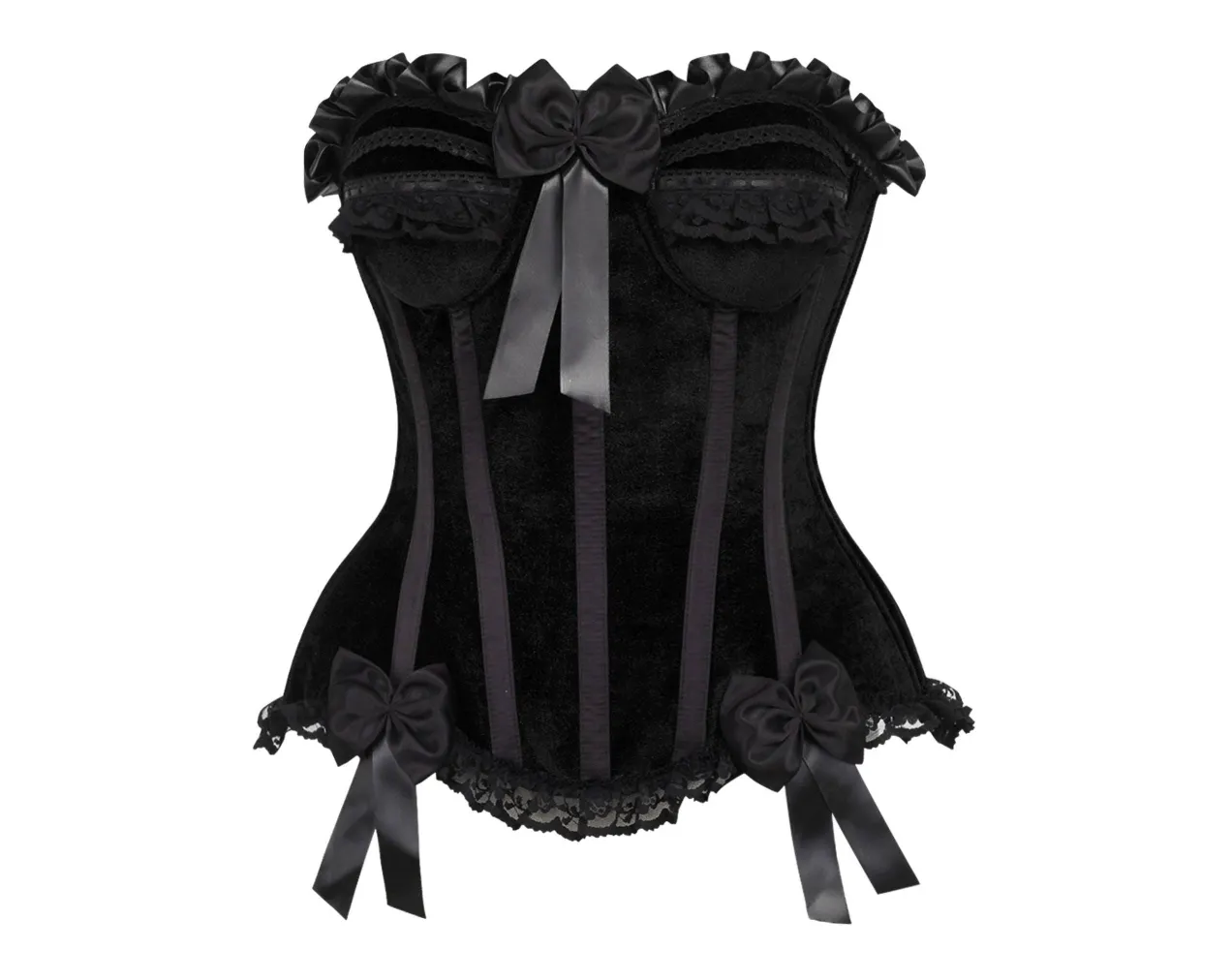 Black Velvet Steel Boned Burlesque Corset
