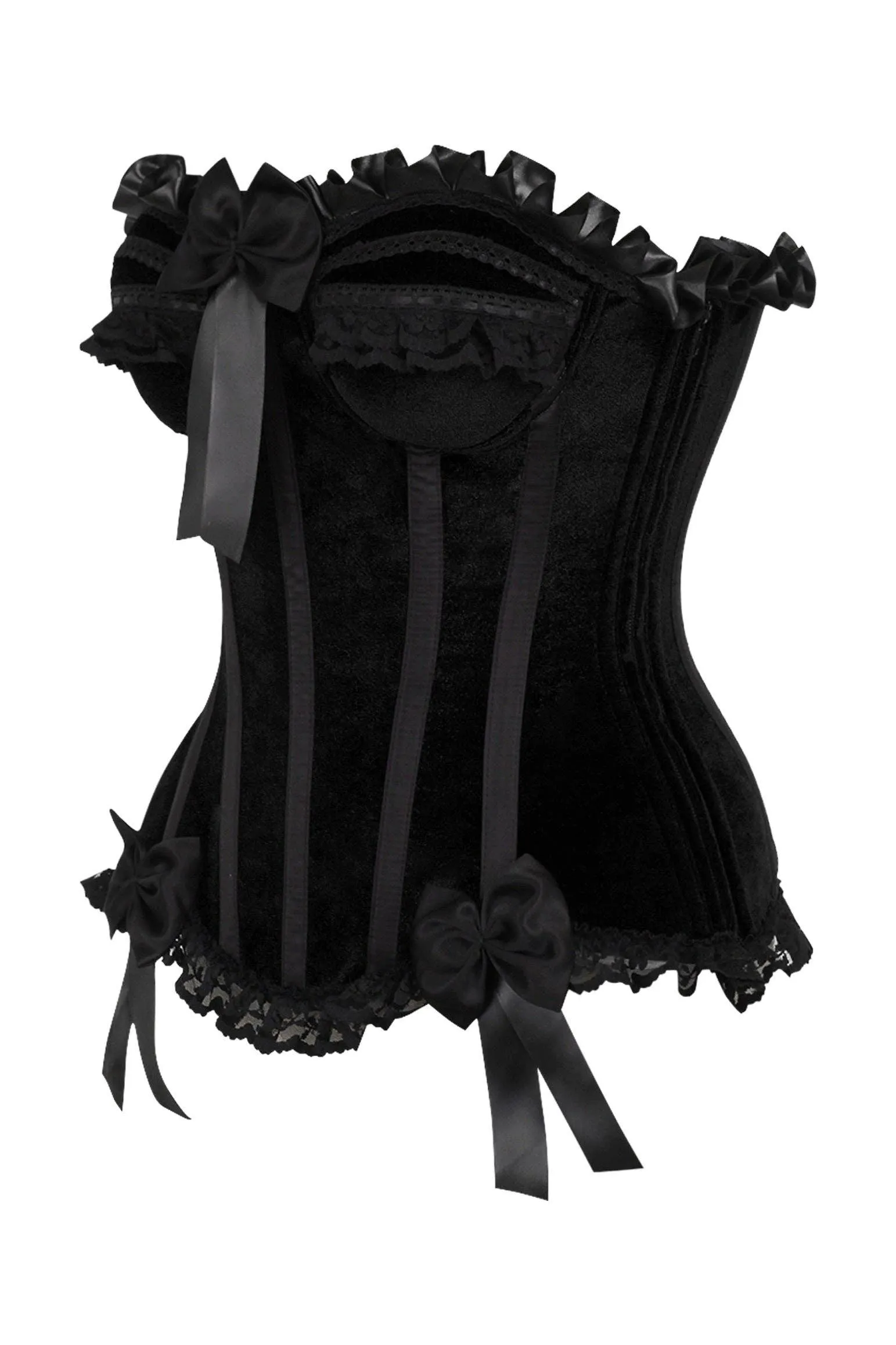 Black Velvet Steel Boned Burlesque Corset