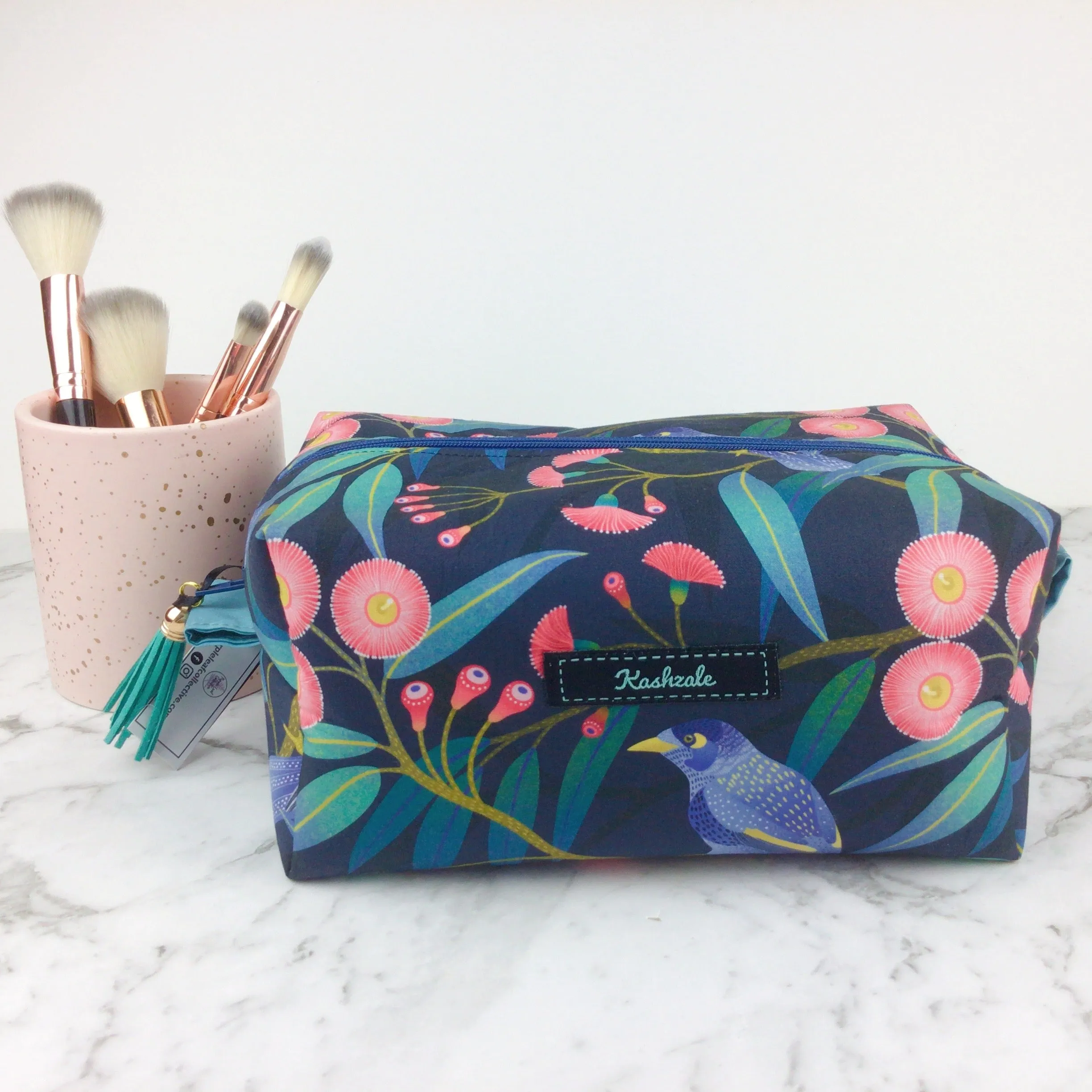 Blossom Bird Large Box Cosmetic Bag.