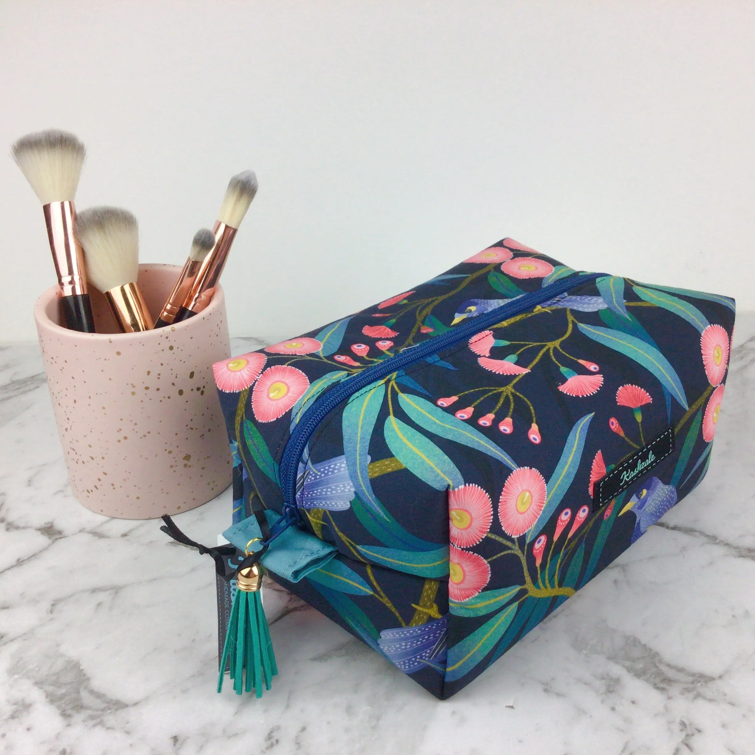 Blossom Bird Large Box Cosmetic Bag.