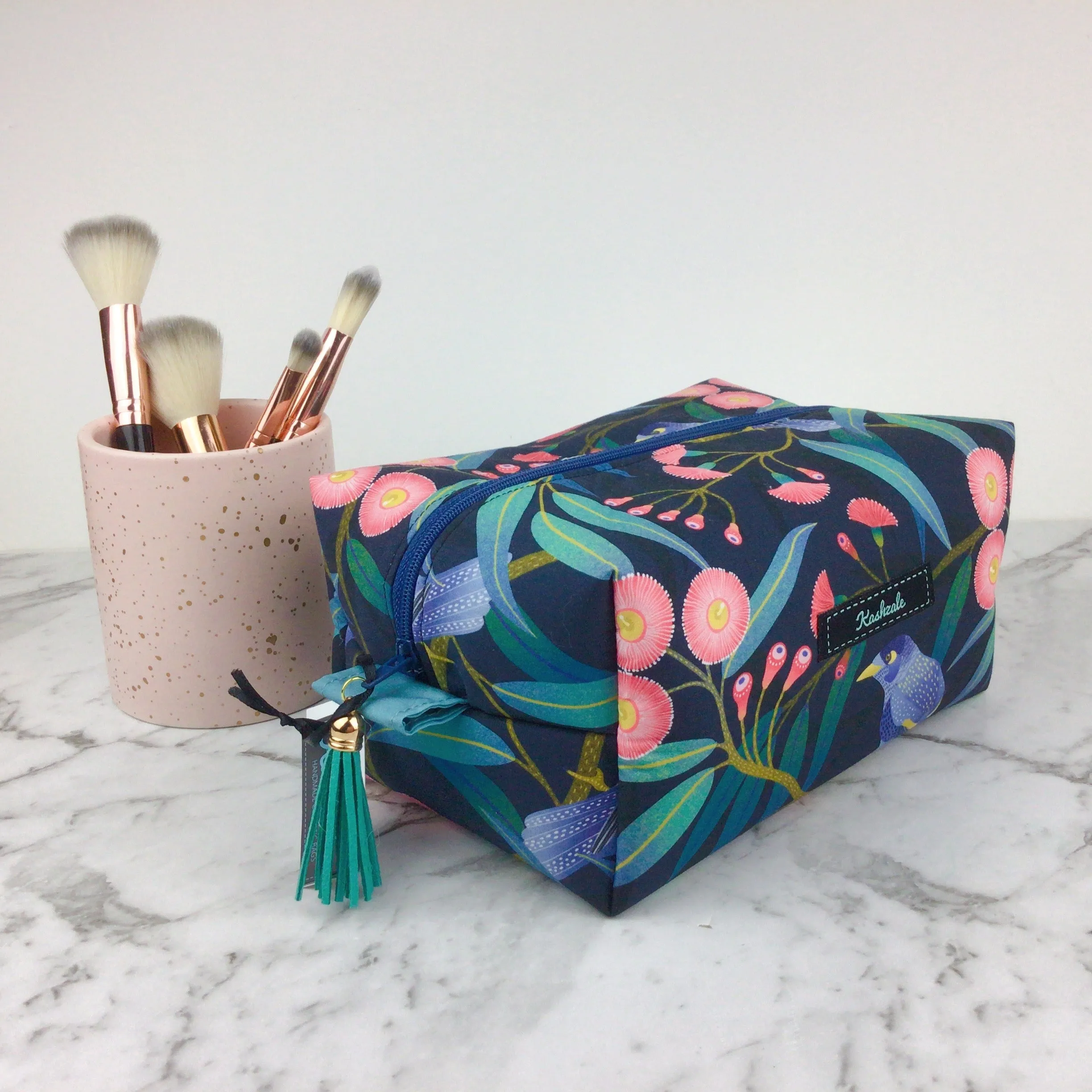 Blossom Bird Large Box Cosmetic Bag.