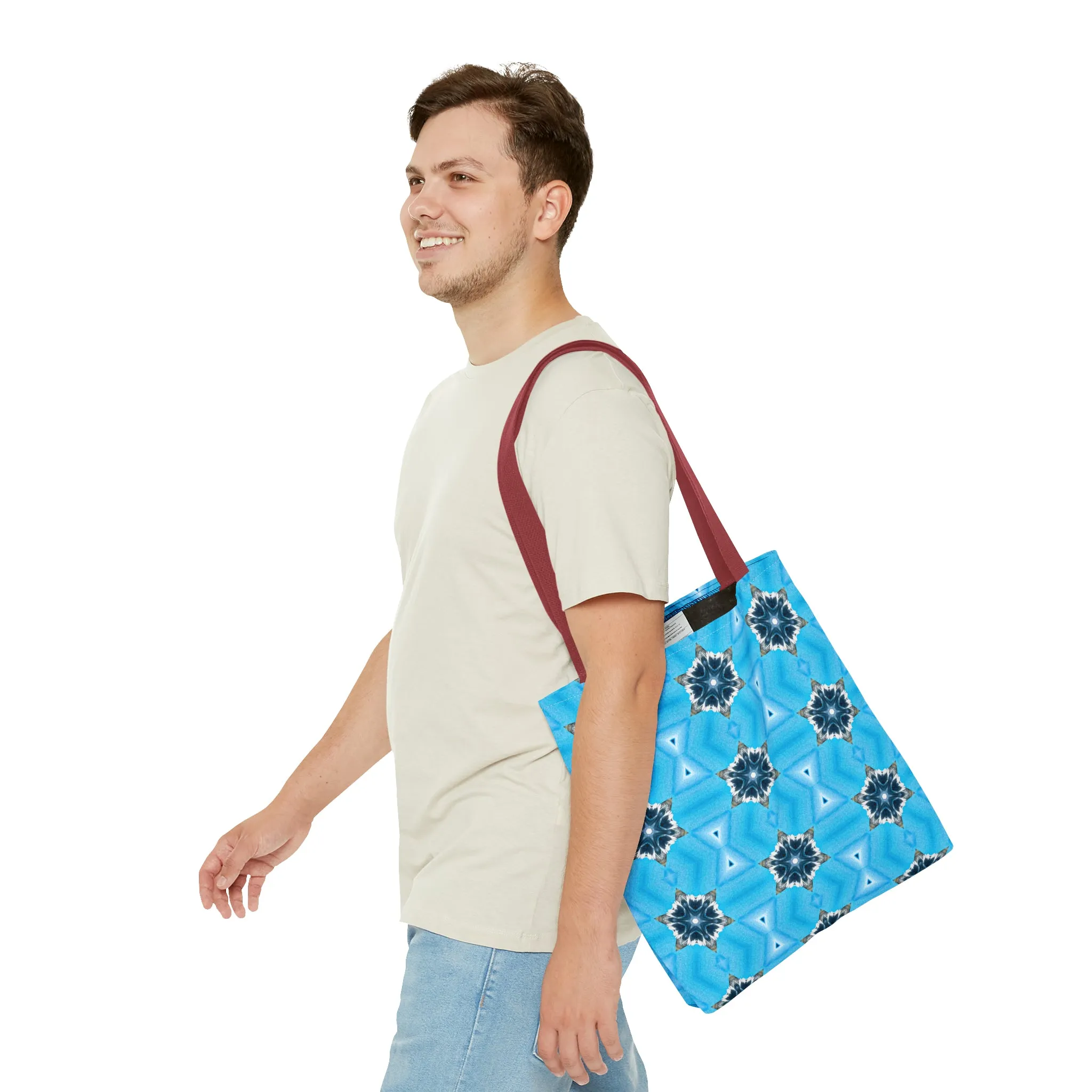 Blue Diamond Pattern Printed Tote Bag