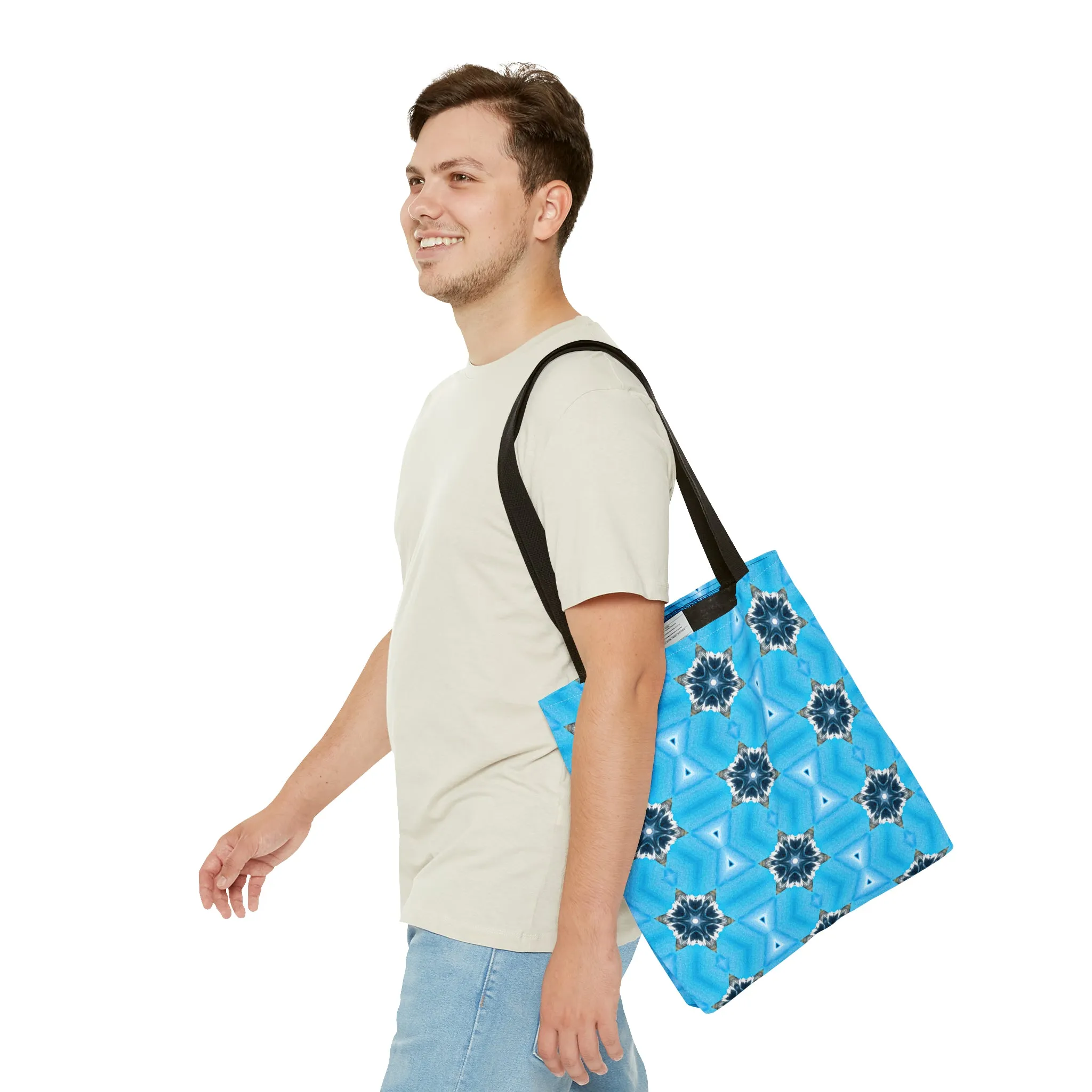 Blue Diamond Pattern Printed Tote Bag