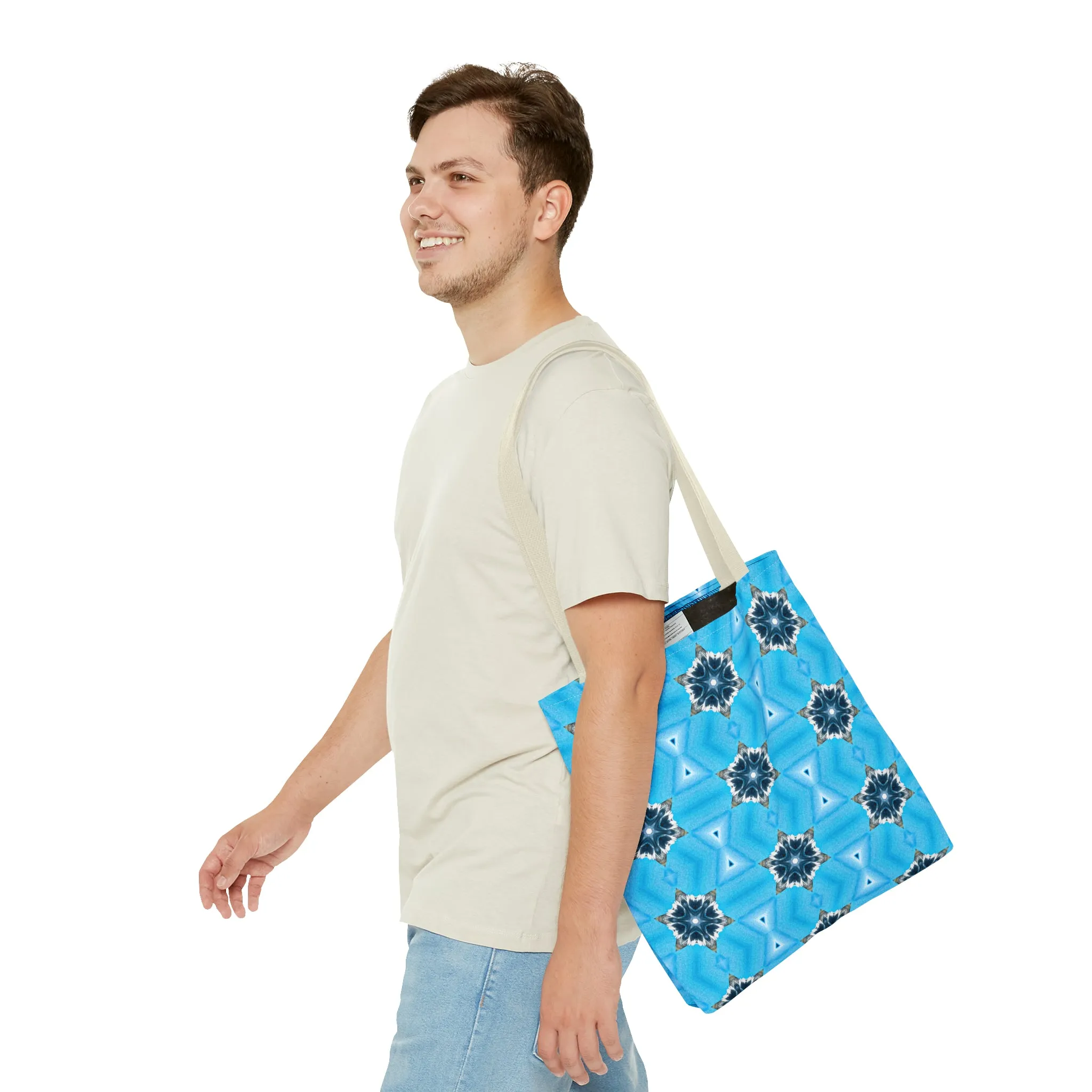 Blue Diamond Pattern Printed Tote Bag