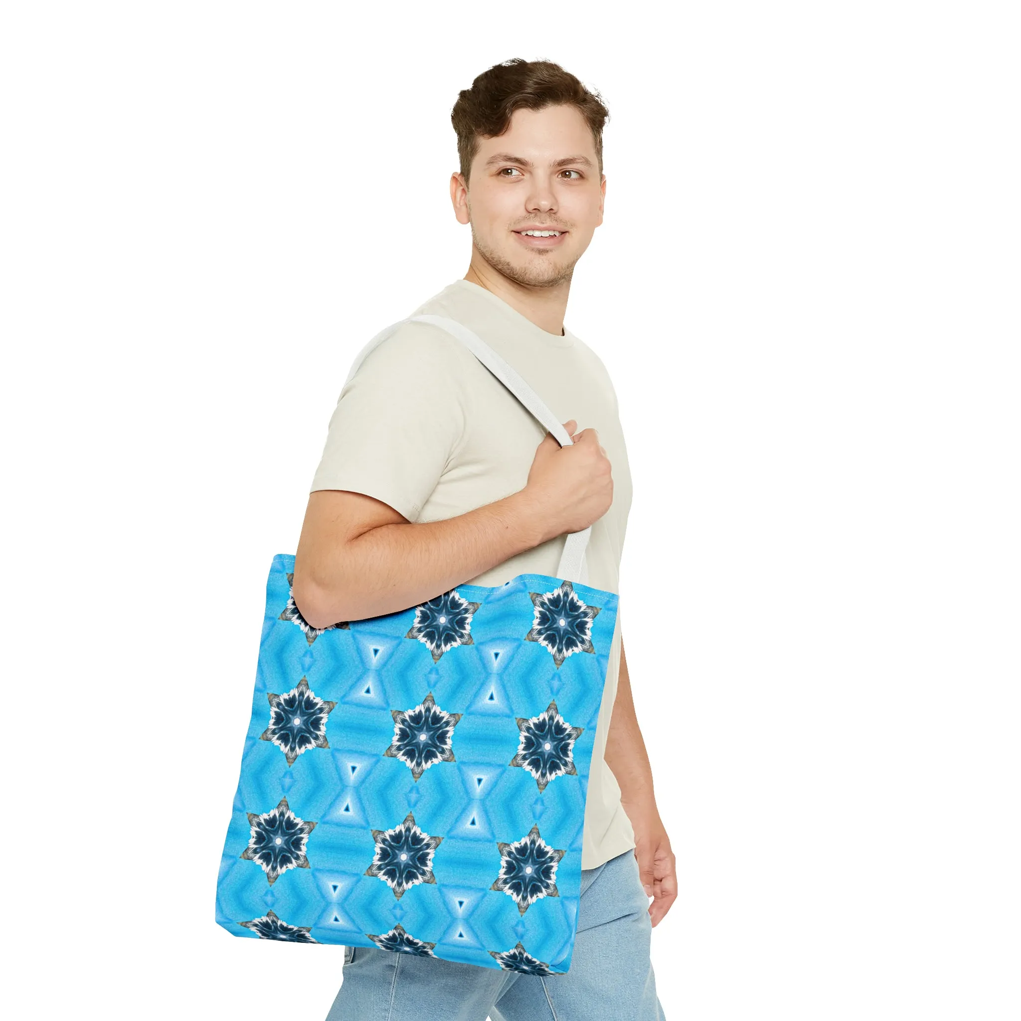 Blue Diamond Pattern Printed Tote Bag