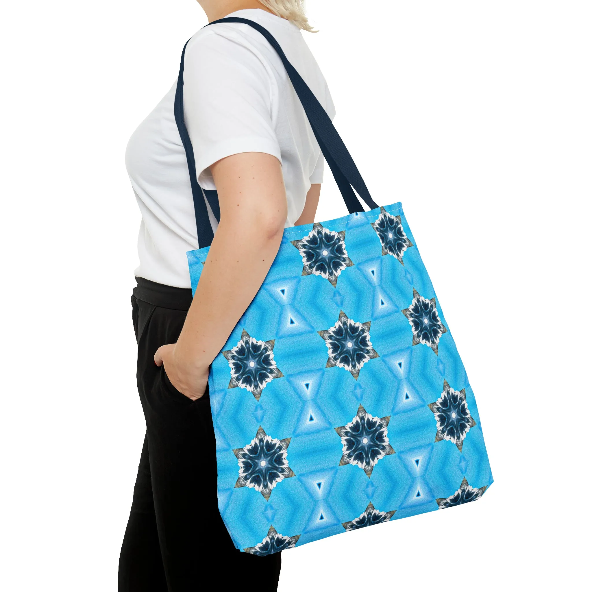 Blue Diamond Pattern Printed Tote Bag