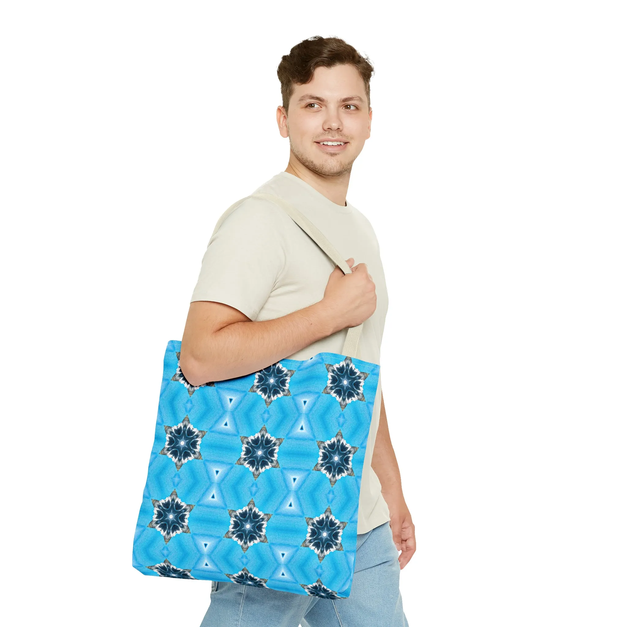Blue Diamond Pattern Printed Tote Bag