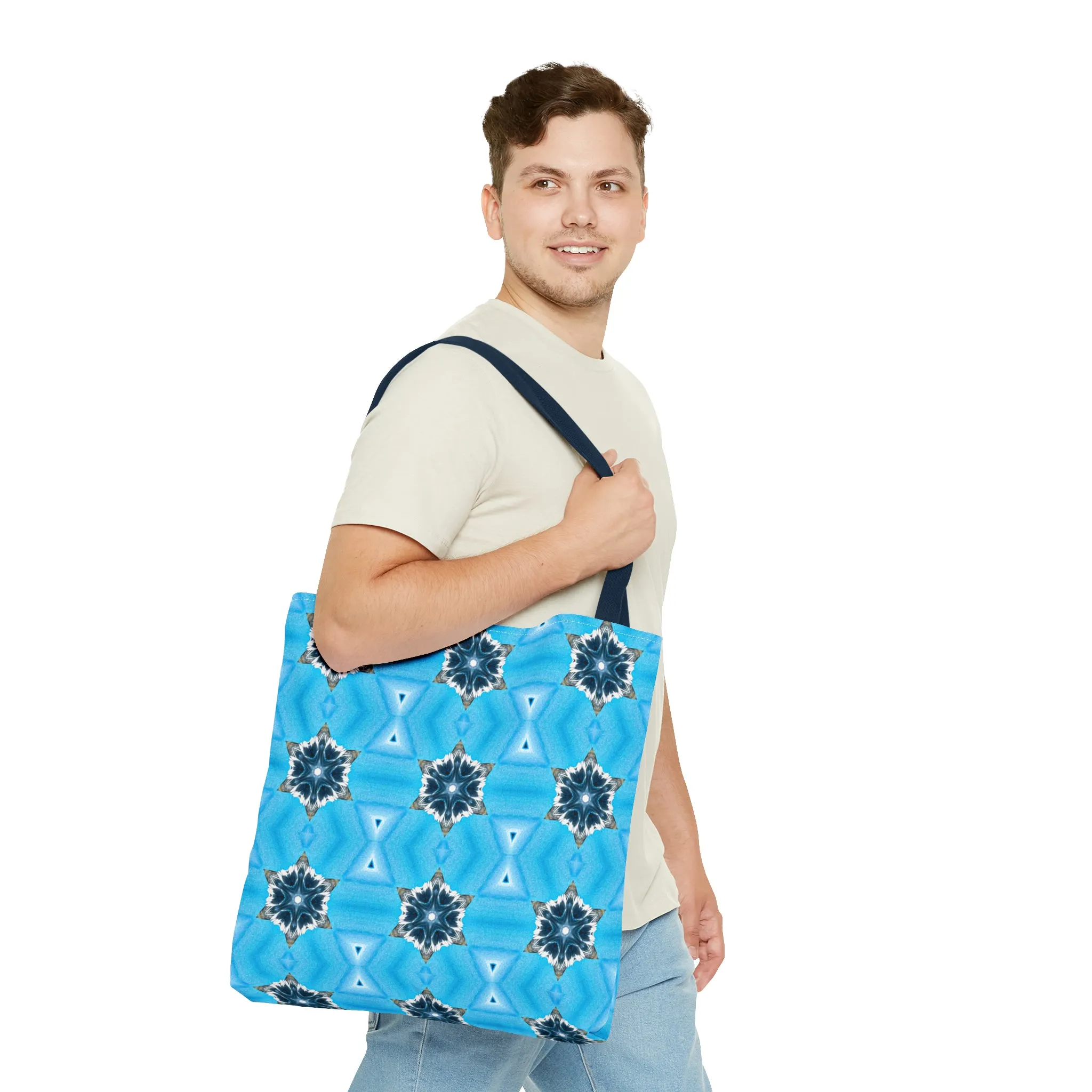 Blue Diamond Pattern Printed Tote Bag