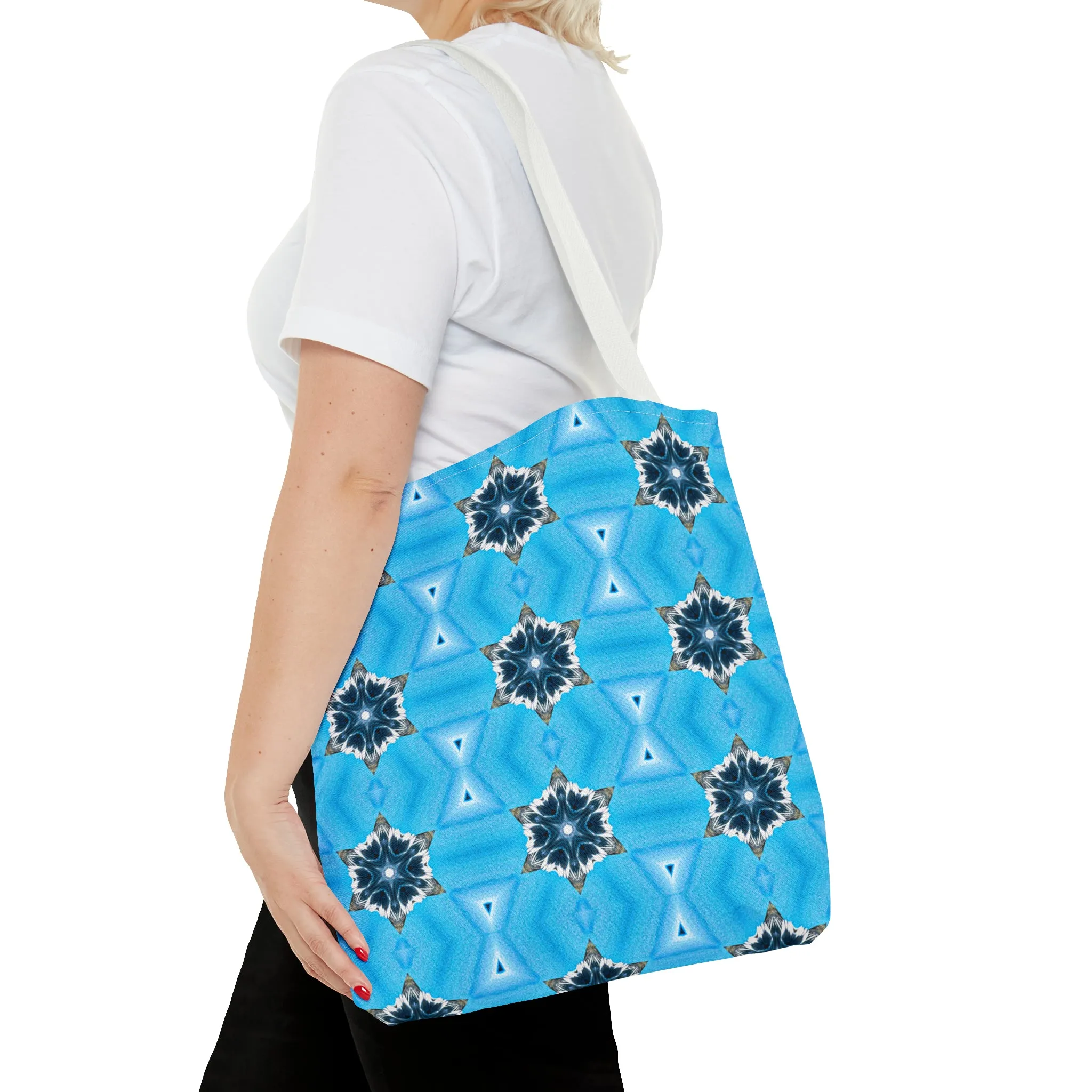 Blue Diamond Pattern Printed Tote Bag