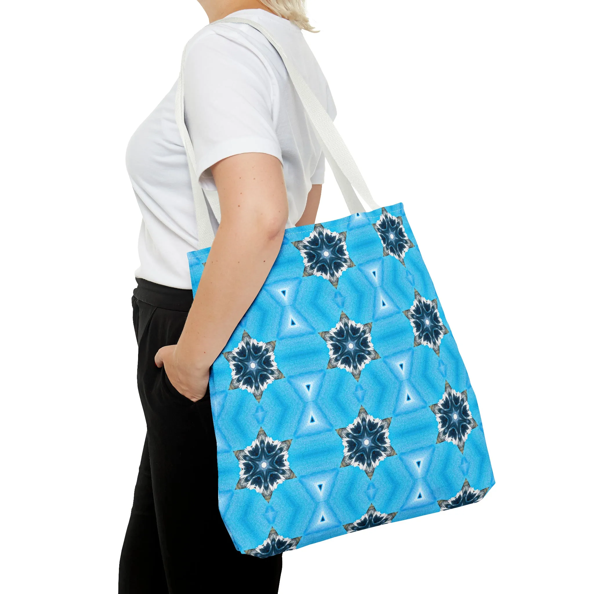 Blue Diamond Pattern Printed Tote Bag