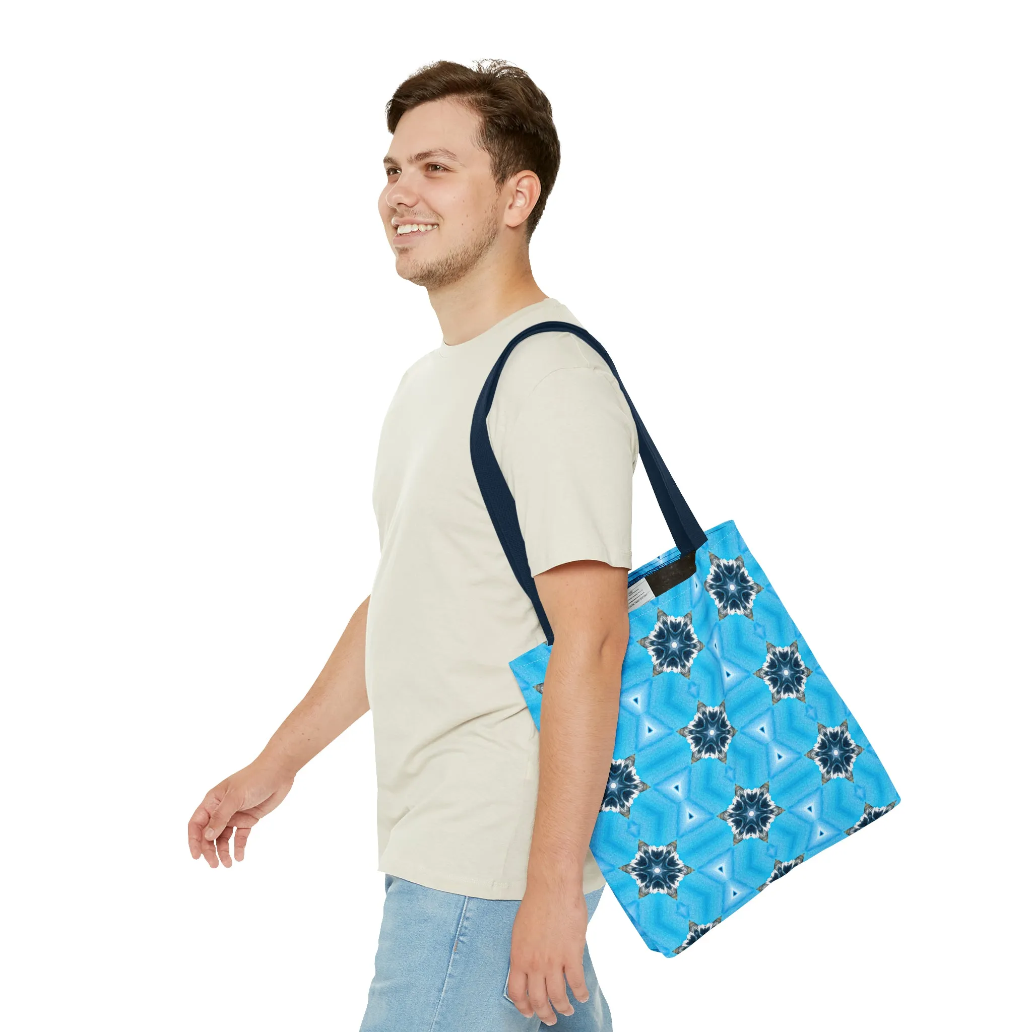 Blue Diamond Pattern Printed Tote Bag