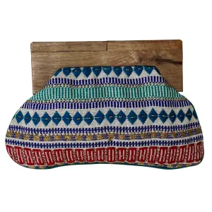 Blue Diamond Pure Cotton Wooden Handle Clutch Bag for Women