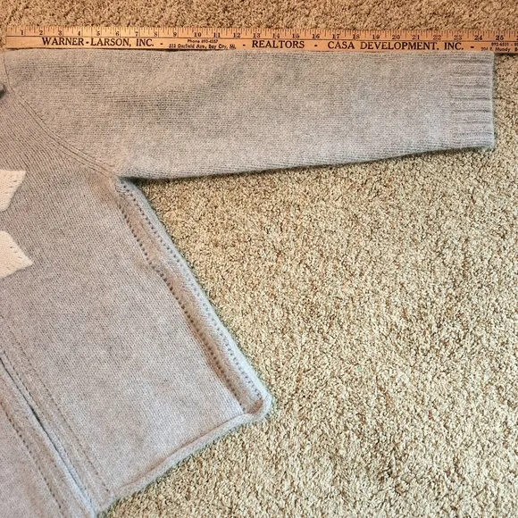 Bob Timberlake shawl collar wool/angora snowflake cardigan Size L grey &amp; white