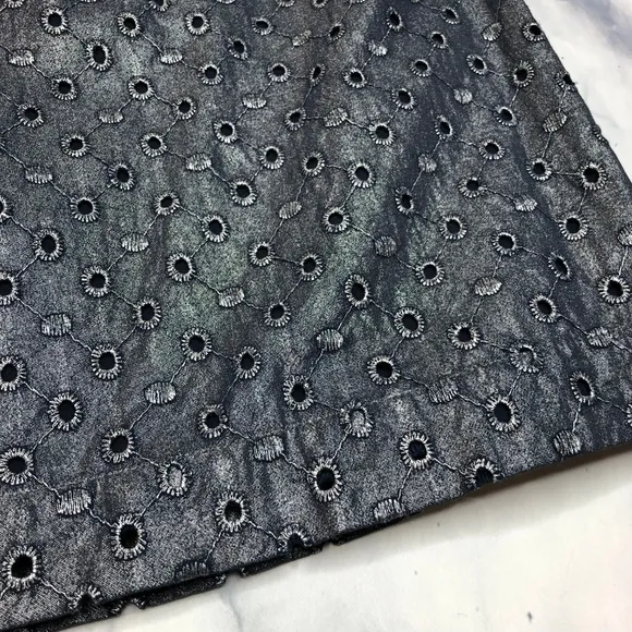 Boden Limited Edition Metallic Gray Eyelet Skirt