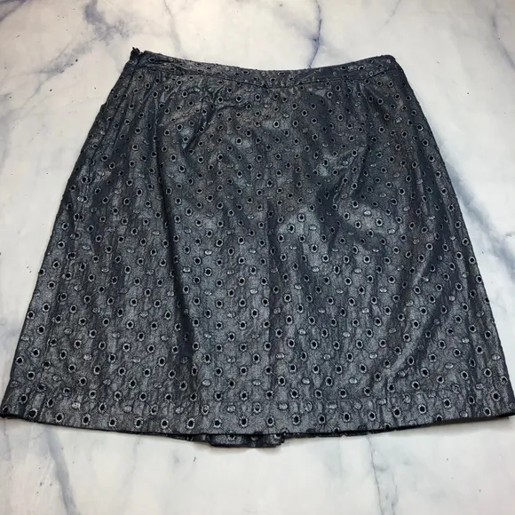 Boden Limited Edition Metallic Gray Eyelet Skirt
