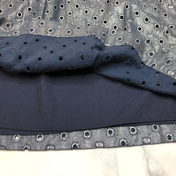 Boden Limited Edition Metallic Gray Eyelet Skirt