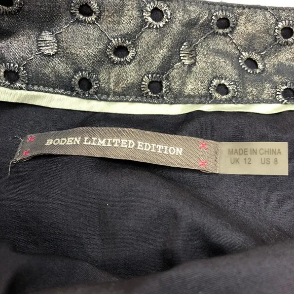 Boden Limited Edition Metallic Gray Eyelet Skirt
