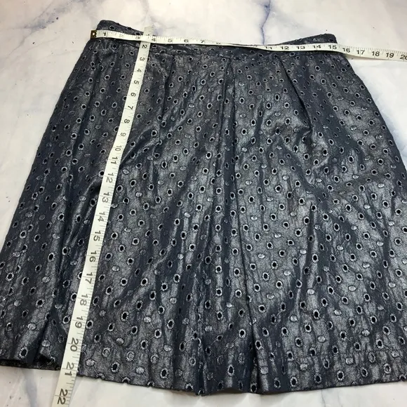 Boden Limited Edition Metallic Gray Eyelet Skirt