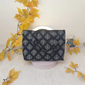Bristlefront everyday handy bags Black With White Flower Design