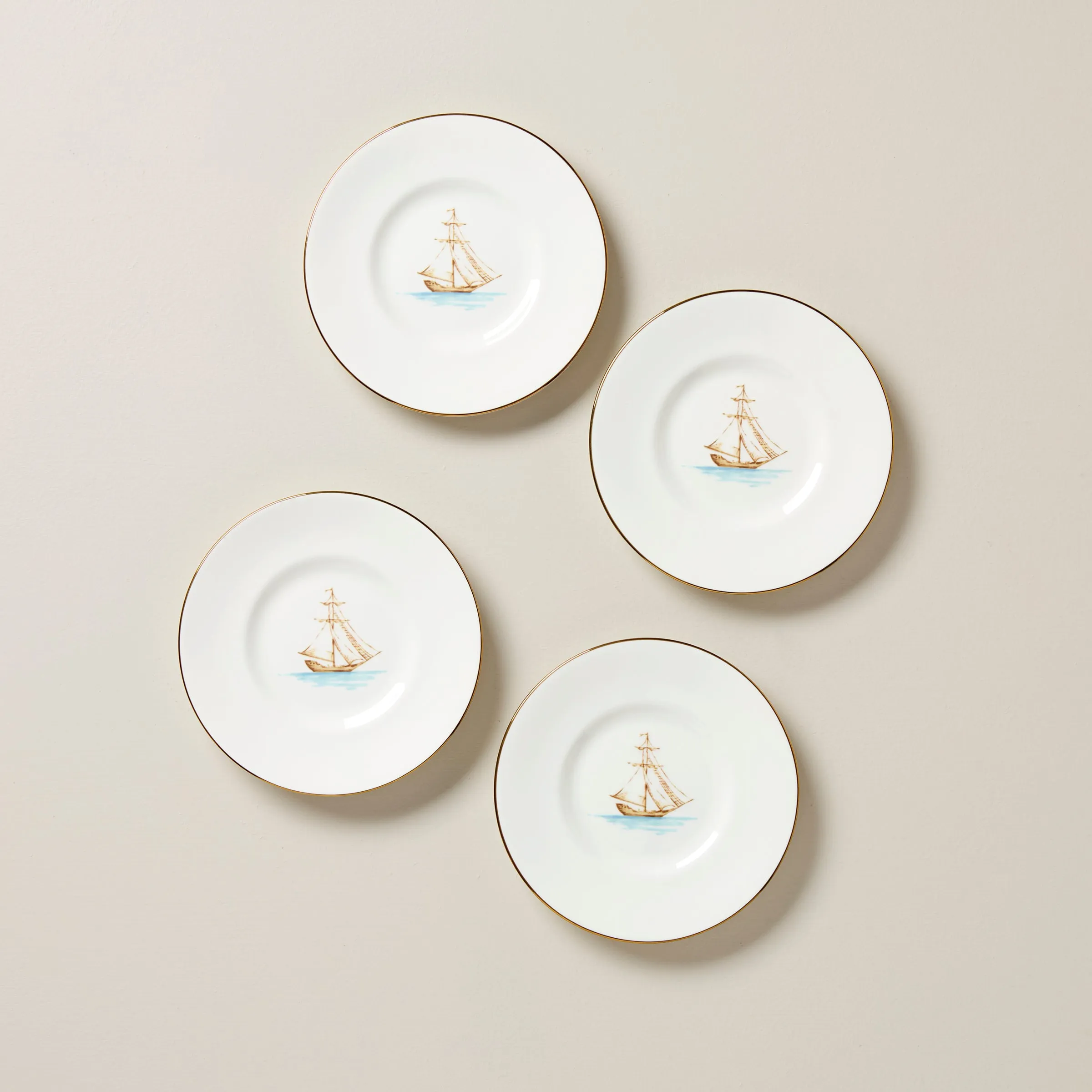 British Colonial Tradewind Dessert Plate, Set of 4