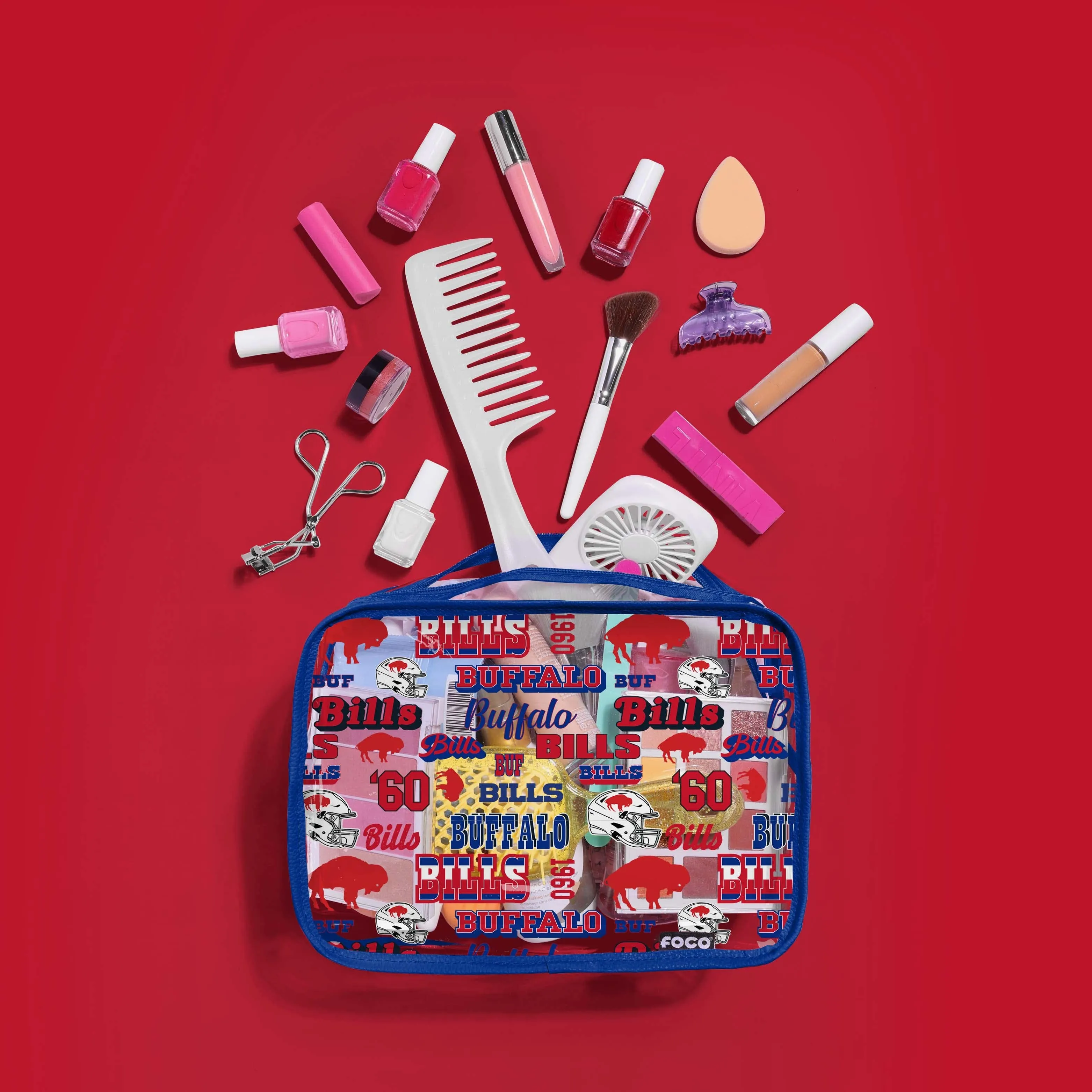 Buffalo Bills Repeat Retro Print Clear Cosmetic Bag