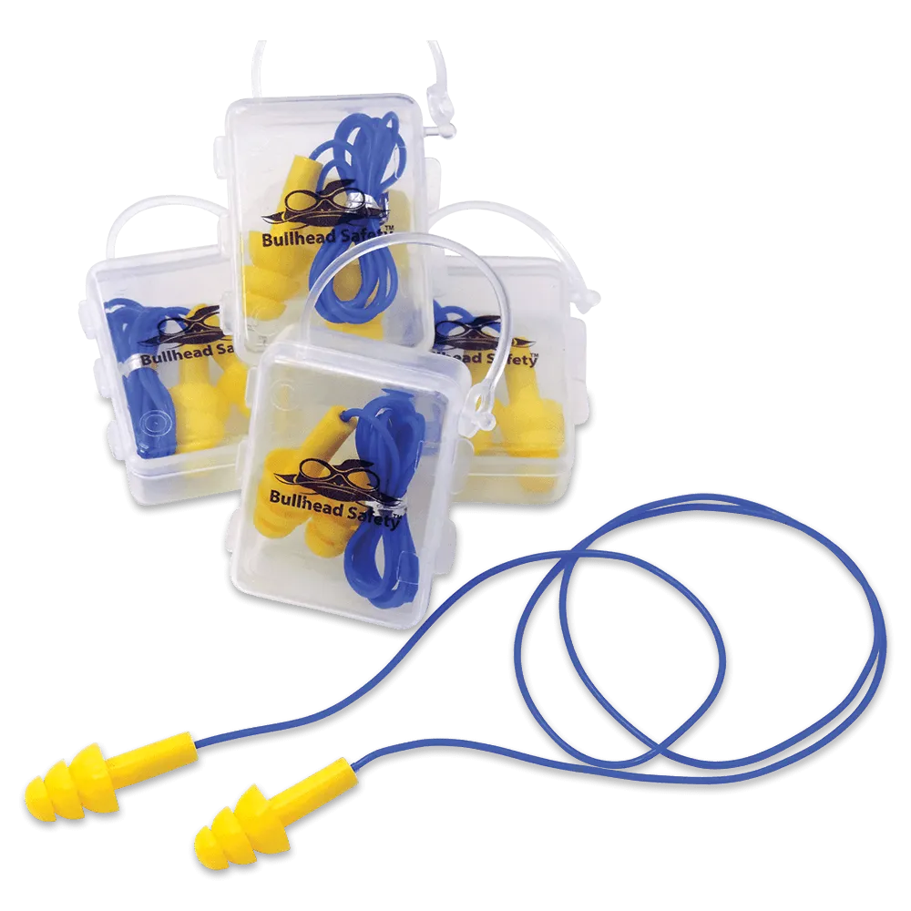 Bullhead Safety HP-S2 Corded, Reuasable Silicone Earplugs with Carry Case, NRR (Noise Reduction Rating) 23 Decibels