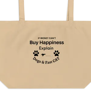 Buy Happiness w/ Dogs & Fast CAT X-Large Tote/ Shopping Bags