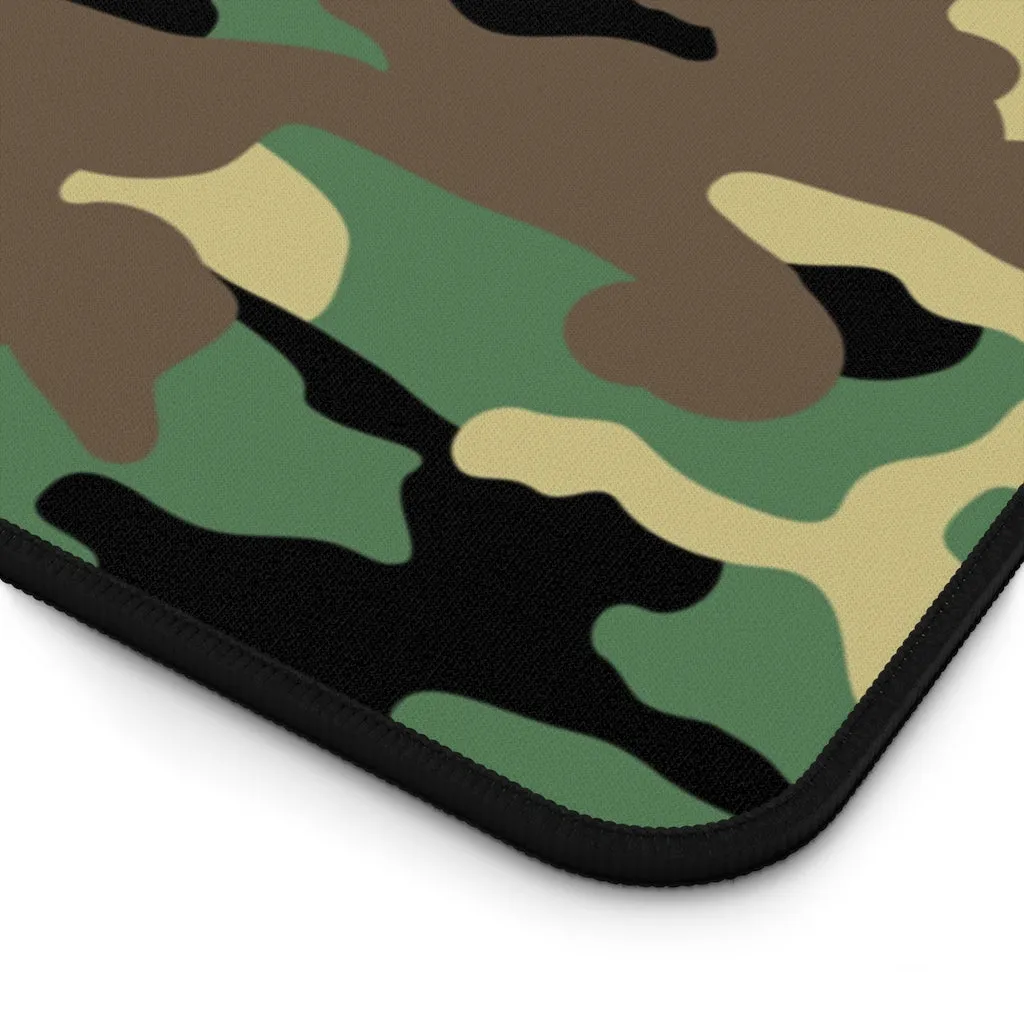 Camouflage Green, Brown and Black Pattern Desk Mat Large Enough For a Laptop or Keyboard and Mouse