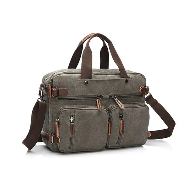 Canvas Two Use Multifunction Backpack Bag or Handbag
