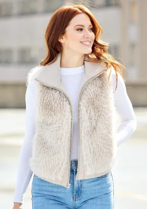 Champagne Fox Faux Fur Parkside Zip Vest