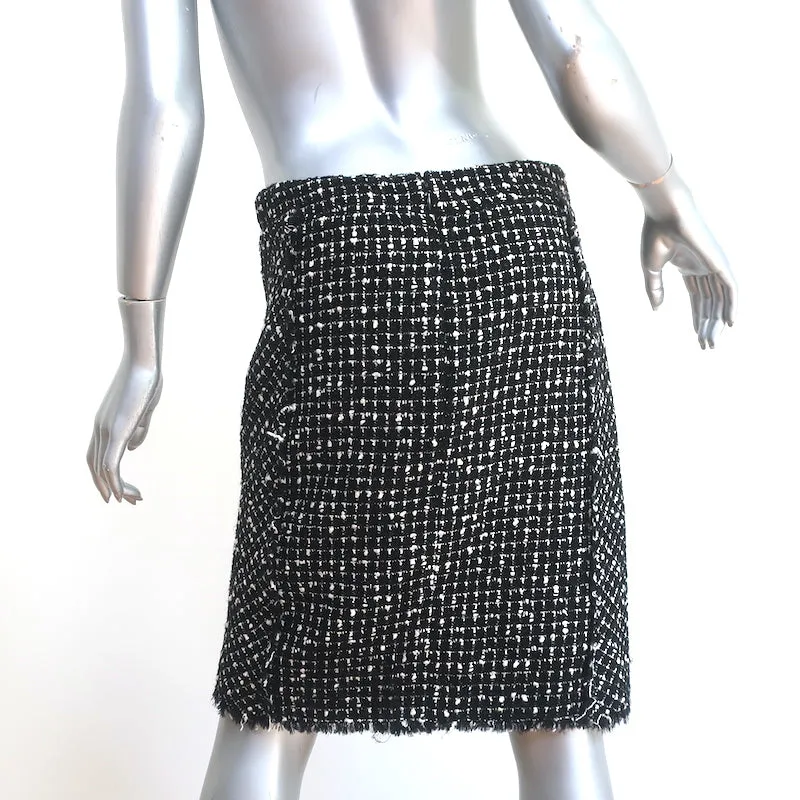 Chanel Tweed Skirt Black/White Wool-Blend Size 38
