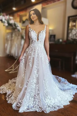 Charming Spaghetti Straps Sweetheart  Long Wedding Dress